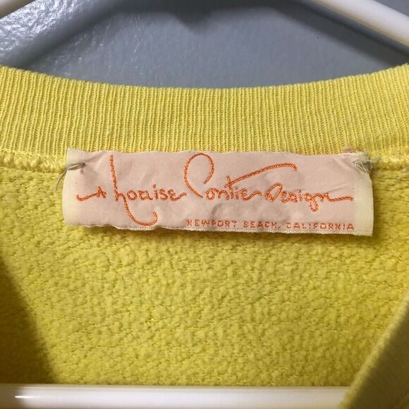 louise contie design hand painted newport beach california yellow crew neck - Picture 5 of 16